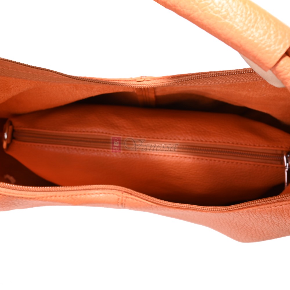 Голяма дамска чанта от еко кожа в оранжев цвят. Код: 146-2