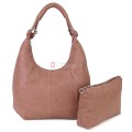 Голяма дамска чанта от еко кожа в розов цвят. Код: 146-2