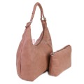 Голяма дамска чанта от еко кожа в розов цвят. Код: 146-2