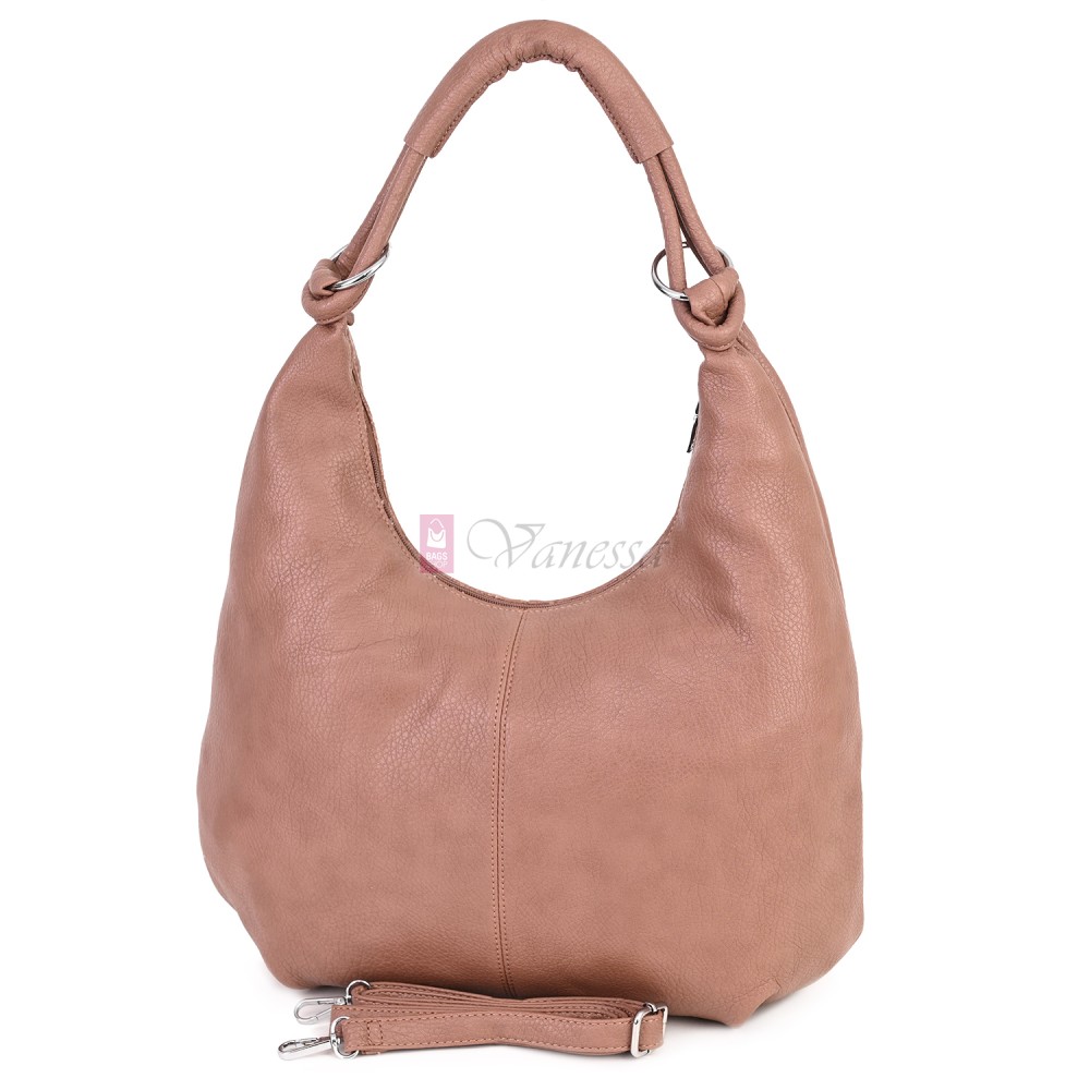 Голяма дамска чанта от еко кожа в розов цвят. Код: 146-2