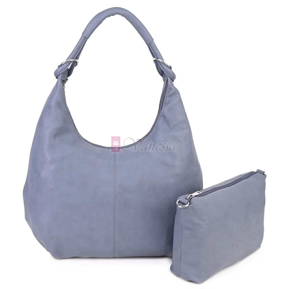 Голяма дамска чанта от еко кожа в син цвят. Код: 146-2