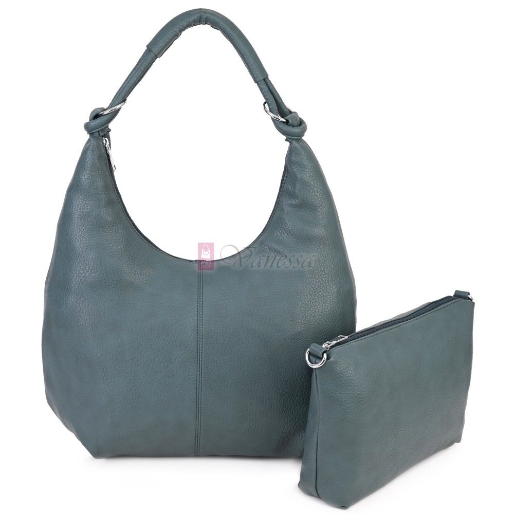 Голяма дамска чанта от еко кожа в цвят тюркоаз. Код: 146-2