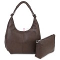 Голяма дамска чанта от еко кожа в тъмнокафяв цвят. Код: 146-2