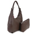 Голяма дамска чанта от еко кожа в тъмнокафяв цвят. Код: 146-2