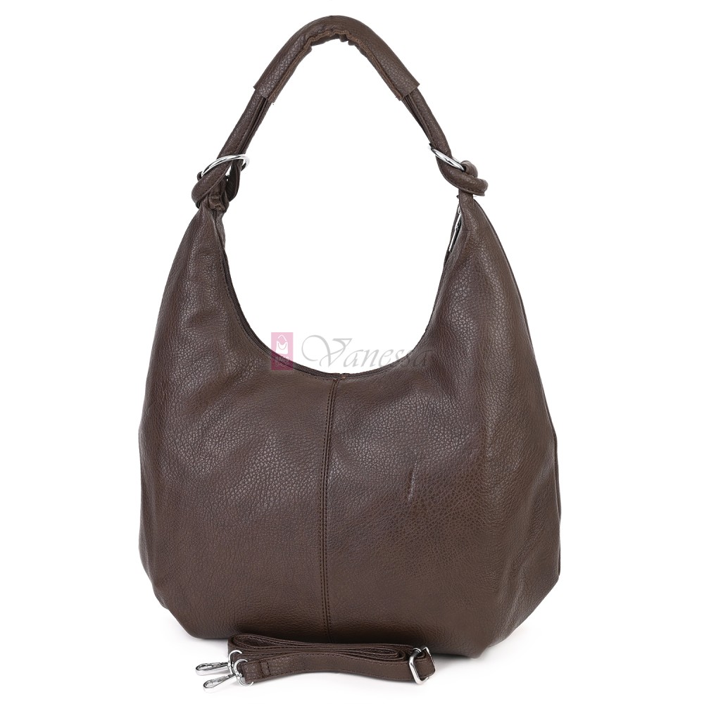 Голяма дамска чанта от еко кожа в тъмнокафяв цвят. Код: 146-2
