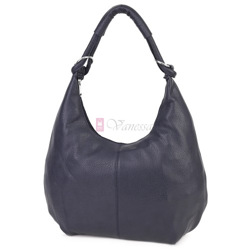 Голяма дамска чанта от еко кожа в тъмносин цвят. Код: 146-2