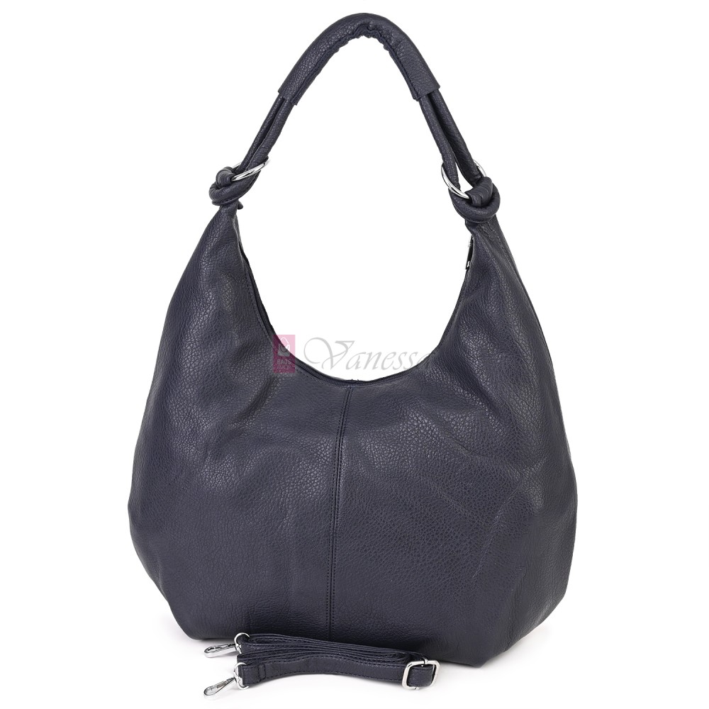 Голяма дамска чанта от еко кожа в тъмносин цвят. Код: 146-2