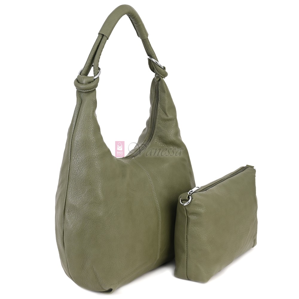 Голяма дамска чанта от еко кожа в светлозелен цвят. Код: 146-2