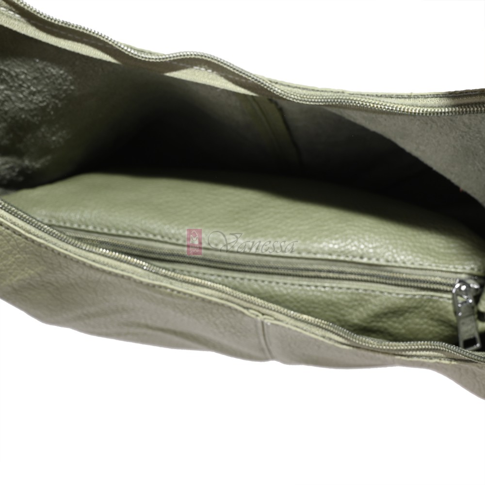 Голяма дамска чанта от еко кожа в светлозелен цвят. Код: 146-2