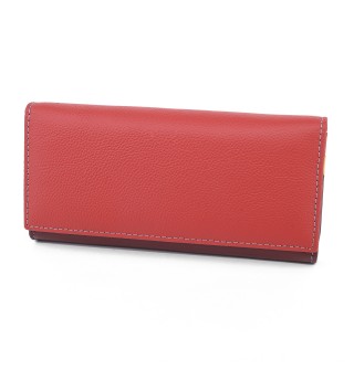 Голямо дамско портмоне от естествена кожа в червен/бордо цвят. КОД: 150