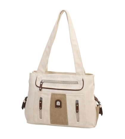 Дамска чанта от висококачествена еко кожа в бежов цвят Код: 15107