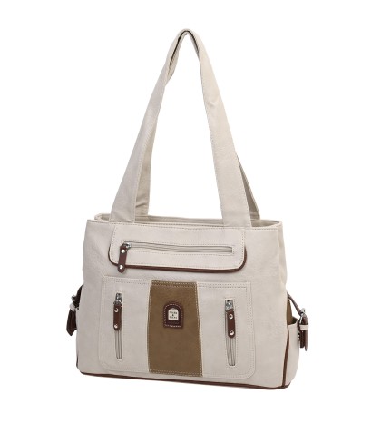 Дамска чанта от висококачествена еко кожа в светлобежов цвят Код: 15107