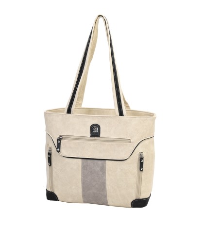 Дамска чанта от висококачествена еко кожа в бежов цвят Код: 15129