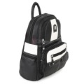 Дамска раница от висококачествена еко кожа в черен цвят с бели акценти Код: 15130