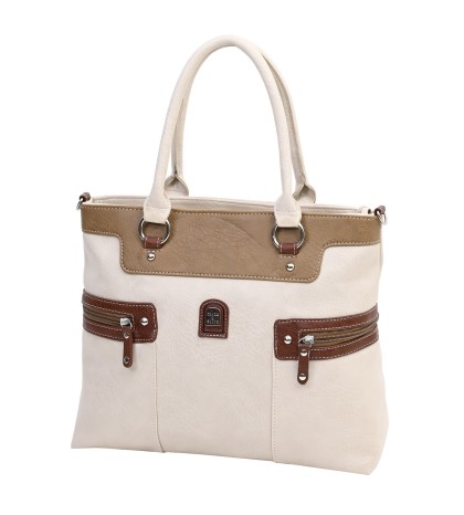 Дамска чанта от висококачествена еко кожа в бежов цвят Код: 15160