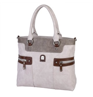 Дамска чанта от висококачествена еко кожа в бежов цвят Код: 15160