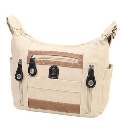 Дамска чанта от висококачествена еко кожа в бежов цвят Код: 15166