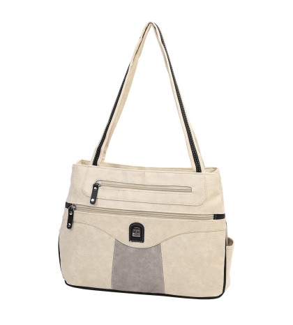 Дамска ежедневна чанта от висококачествена еко кожа в бежов цвят Код:15169