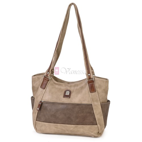 Дамска чанта от висококачествена еко кожа в кафяв цвят. Код: 15181