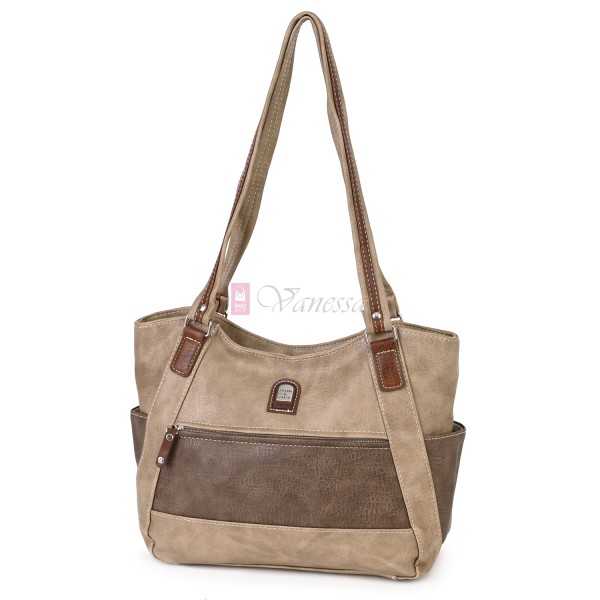 Дамска чанта от висококачествена еко кожа в кафяв цвят. Код: 15181