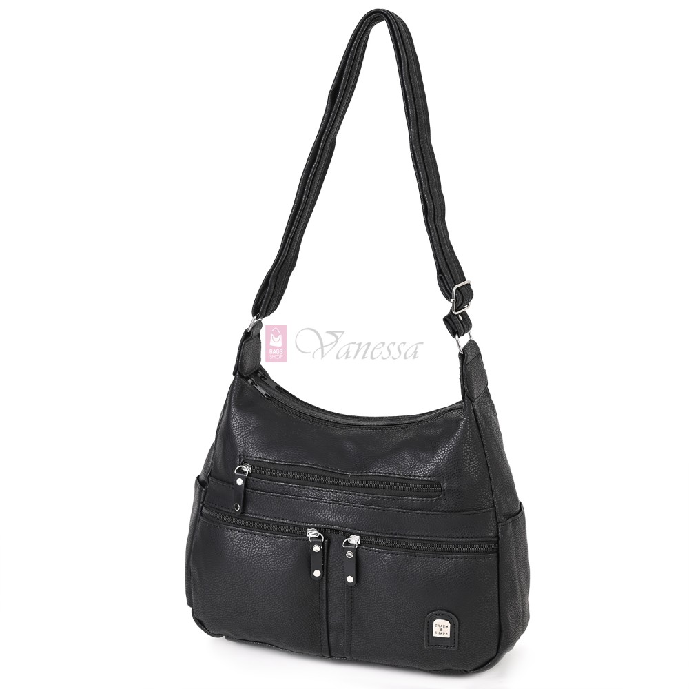 Дамска чанта от висококачествена еко кожа в черен цвят Код: 15183