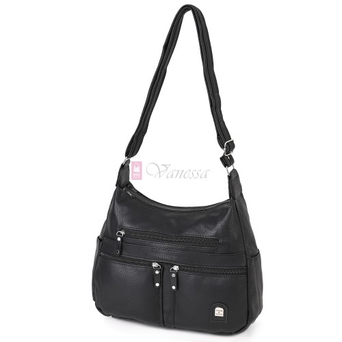 Дамска чанта от висококачествена еко кожа в черен цвят Код: 15183