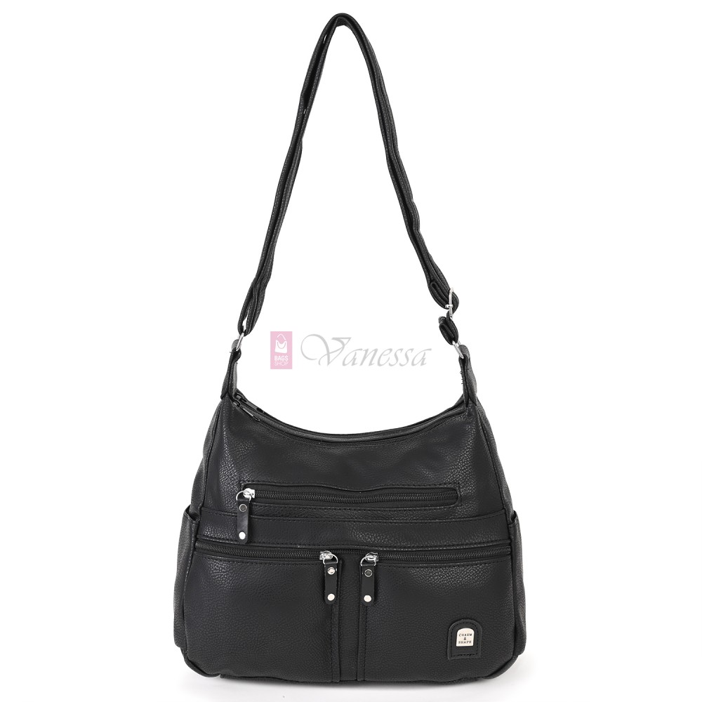 Дамска чанта от висококачествена еко кожа в черен цвят Код: 15183