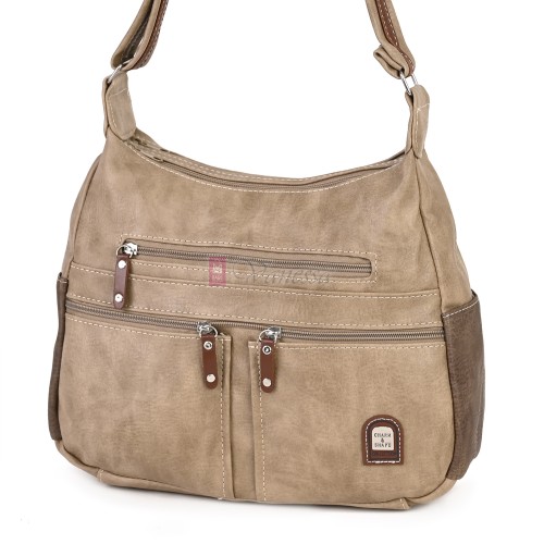 Дамска чанта от висококачествена еко кожа в бежов цвят. Код: 15183