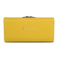Голямо дамско портмоне от естествена кожа в жълт цвят. КОД: 1519
