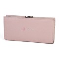 Голямо дамско портмоне от естествена кожа в розов цвят. КОД: 1519