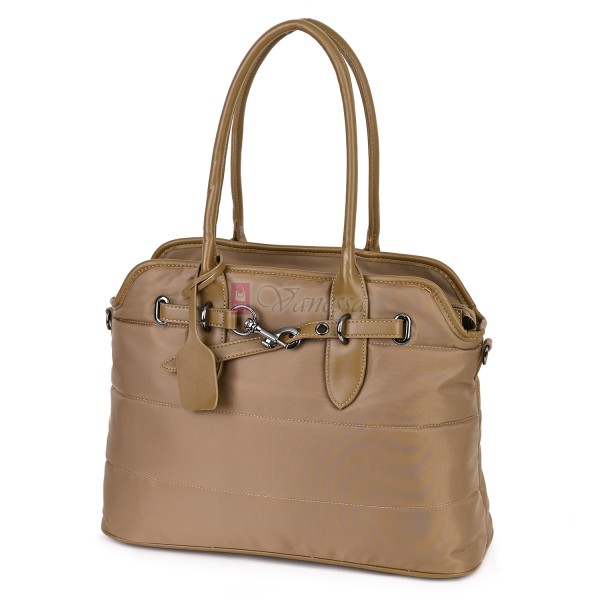 Голяма дамска чанта от текстил, в бежов цвят. Код: 1540-180