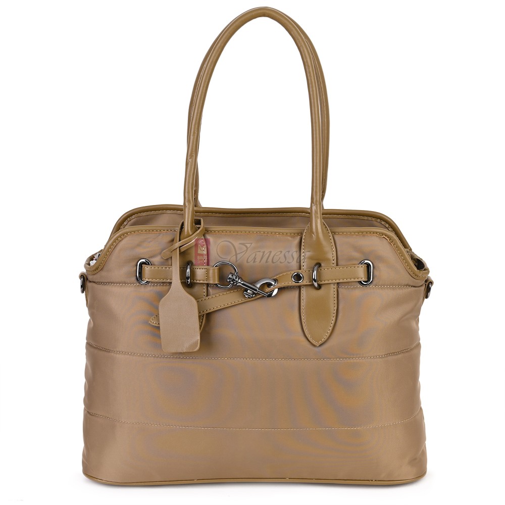 Голяма дамска чанта от текстил, в бежов цвят. Код: 1540-180