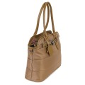 Голяма дамска чанта от текстил, в бежов цвят. Код: 1540-180