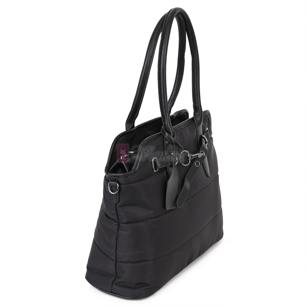 Голяма дамска чанта от текстил, в черен цвят. Код: 1540-180