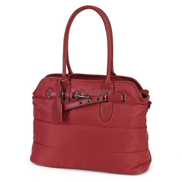 Голяма дамска чанта от текстил, в червен цвят. Код: 1540-180