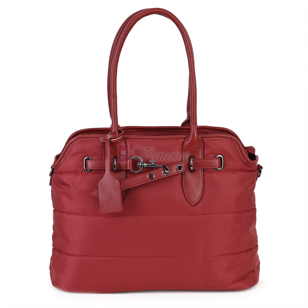 Голяма дамска чанта от текстил, в червен цвят. Код: 1540-180