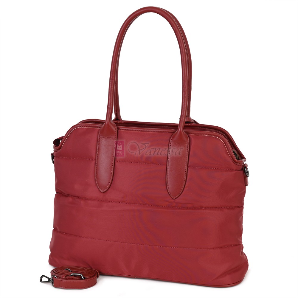 Голяма дамска чанта от текстил, в червен цвят. Код: 1540-180