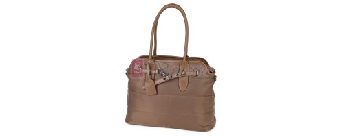 Голяма дамска чанта от текстил, в кафяв цвят. Код: 1540-180