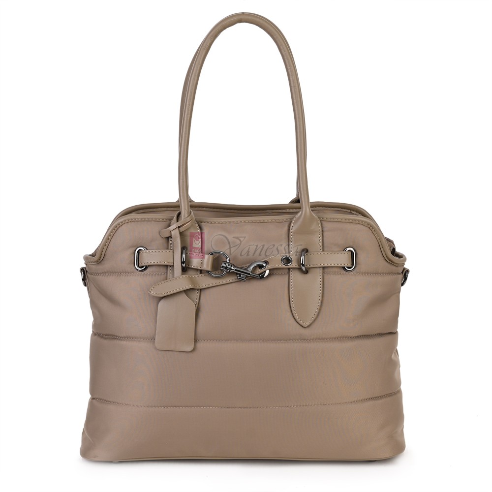 Голяма дамска чанта от текстил, в тъмнобежов цвят. Код: 1540-180