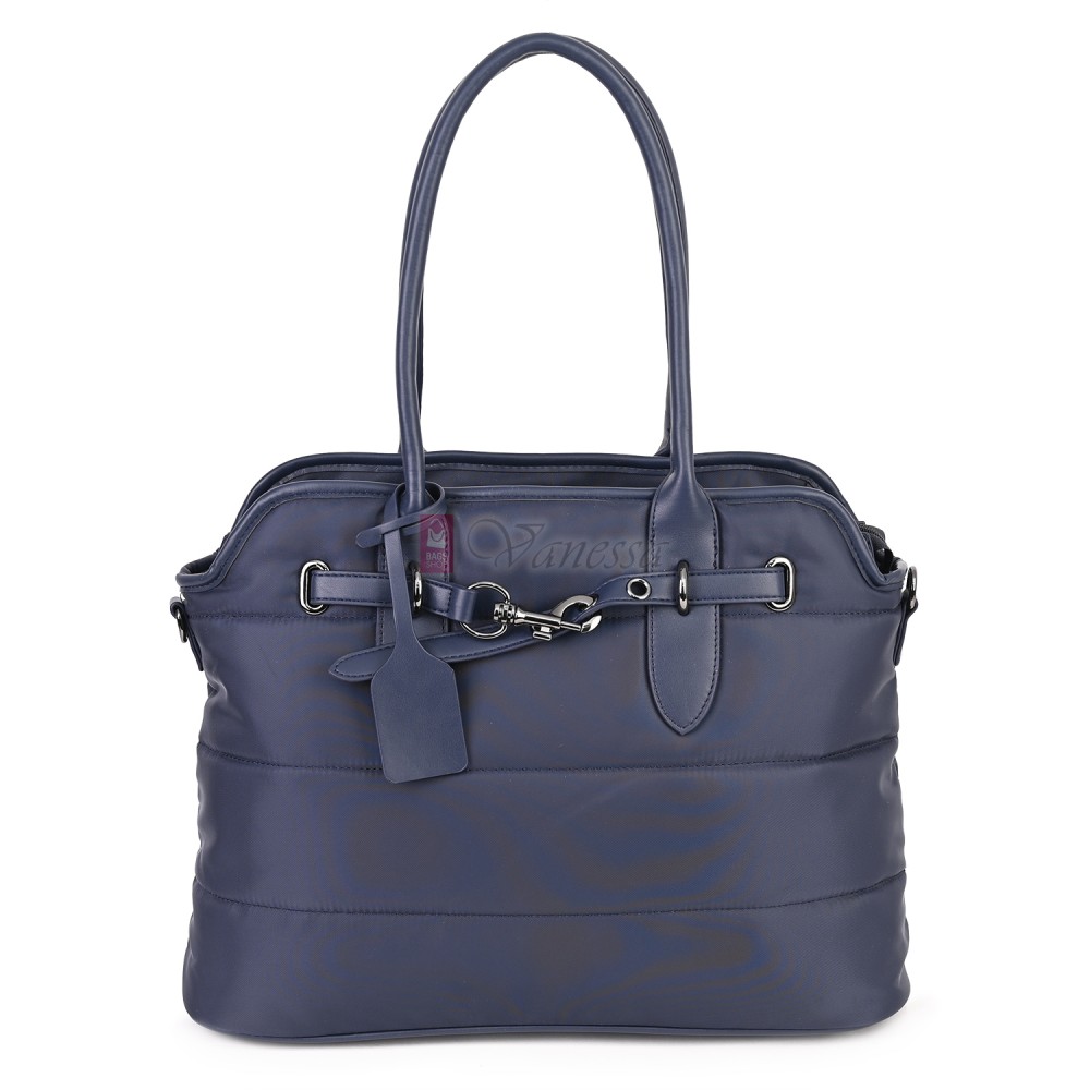 Голяма дамска чанта от текстил, в тъмносин цвят. Код: 1540-180