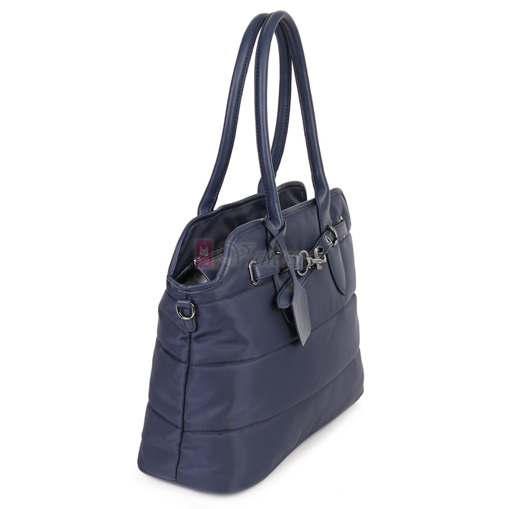 Голяма дамска чанта от текстил, в тъмносин цвят. Код: 1540-180