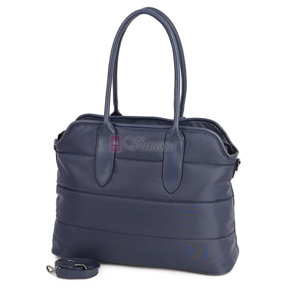 Голяма дамска чанта от текстил, в тъмносин цвят. Код: 1540-180