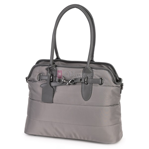Голяма дамска чанта от текстил, в сив цвят. Код: 1540-180