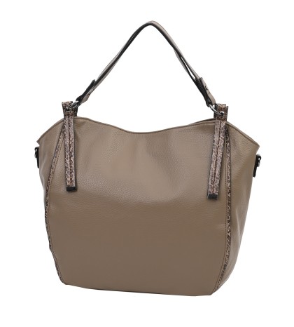  Дамска чанта от висококачествена еко кожа в тъмнобежов цвят. Код: 1599