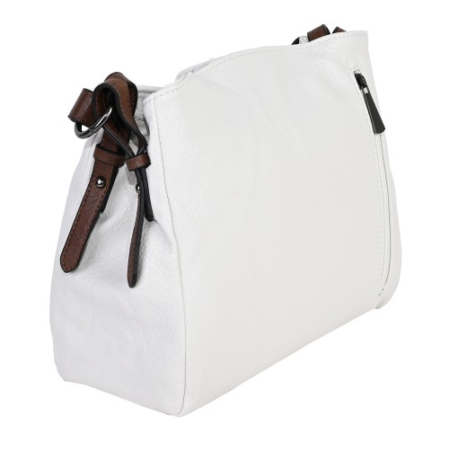 Дамска ежедневна чанта от висококачествена екологична кожа в бял цвят Код: 1603