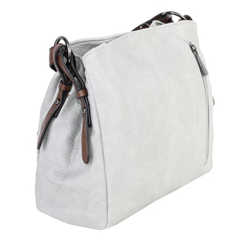 Дамска ежедневна чанта от висококачествена екологична кожа в сив цвят Код: 1603