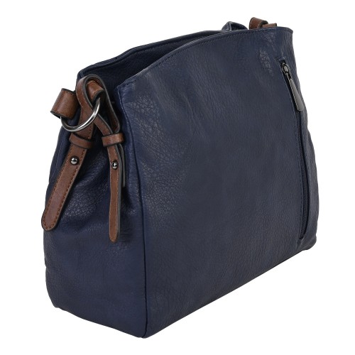 Дамска ежедневна чанта от висококачествена екологична кожа в тъмносин цвят Код: 1603