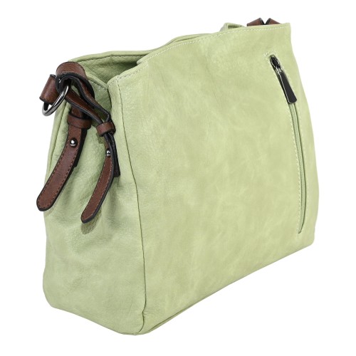 Дамска ежедневна чанта от висококачествена екологична кожа в зелен цвят Код: 1603