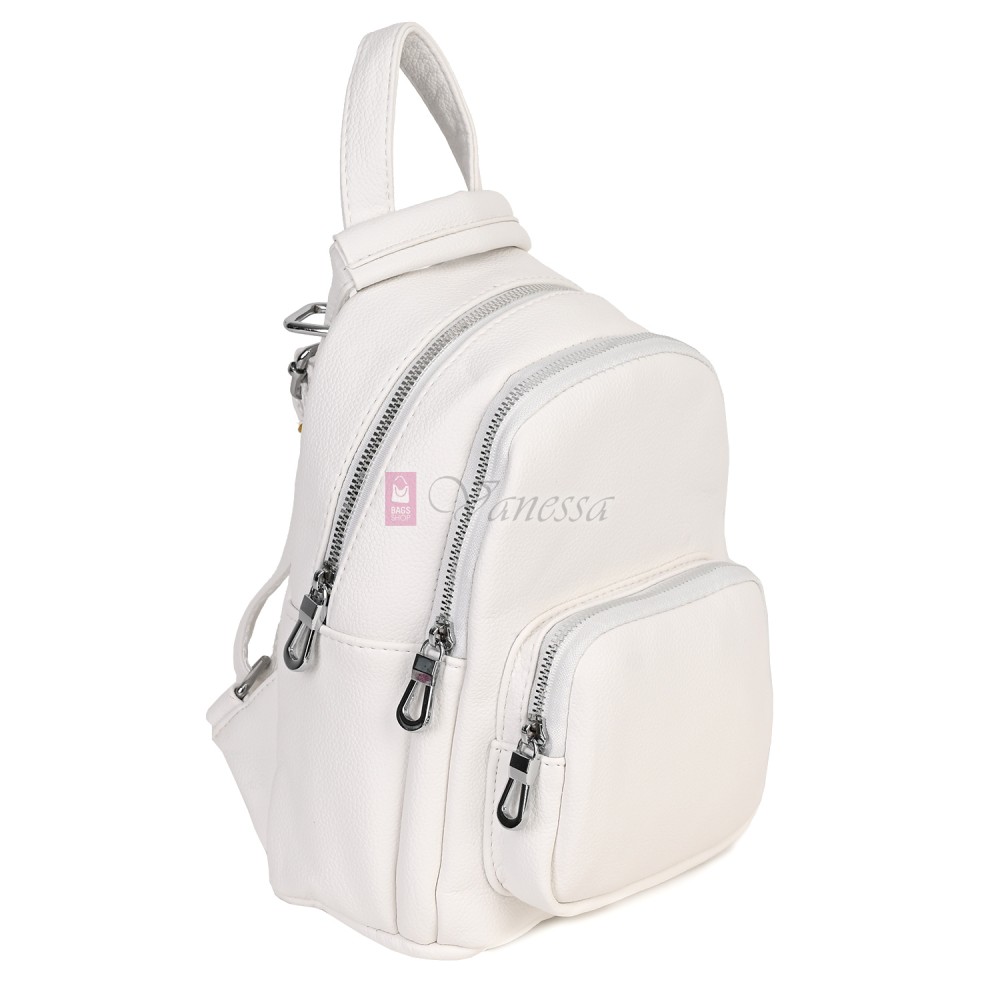  Дамска раница от висококачествена еко кожа в бял цвят. Код: 195