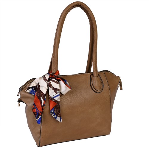 Дамска чанта от еко кожа - кафяв цвят. Код: DL2006